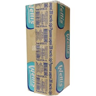 Wellis, 200 аркушів, Паперові рушники Велліс, 1-шарові, V-складання, сірі, 250х230 мм