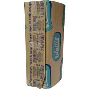 Wellis, 160 аркушів, Паперові рушники Велліс, 1-шарові, V-складання, зелені, 230 х 250 мм