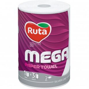 Ruta Selecta Mega roll, 1 рул., Рушники паперові Рута, білі, 2-шарові, 30 м, 150 відривів, 225х200 м