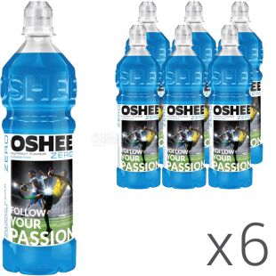 OSHEE Isotonic Sport Zero Multifruit Упаковка 6 шт. х 0,75 л, Напиток изотонический газированный Мультифрукт Оші, без сахара, ПЭ