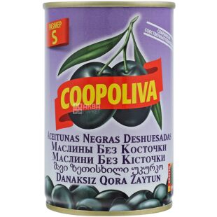 Coopoliva, 314 мл, Маслины Кополива, черные без косточки, ж/б 