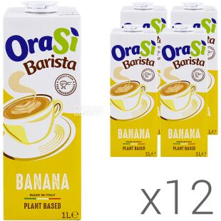 OraSi Barista Banana, Упаковка 12 шт. х 1 л, Орасі Бариста, Рослинний напій Банан для кави