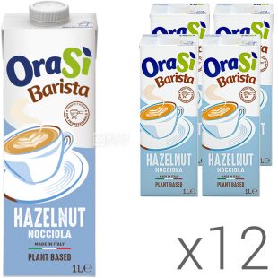 OraSì Barista Hazelnut, Упаковка 12 шт. х 1 л, Ораси Бариста, Напиток растительный Лесной орех для кофе