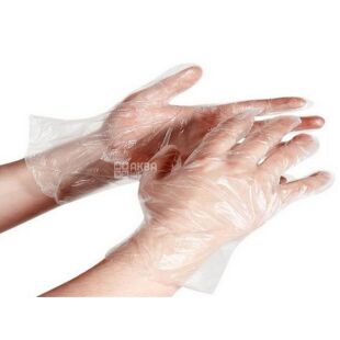 Chila, 100 шт,  Рукавички одноразові поліетиленові, прозорі ТМ Чила