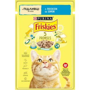 Friskies, 85 г, Фріскіс, Корм ​​для котів з лососем, в підливці
