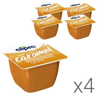 Alpro Caramel, Упаковка 4 шт. х 125 г, Алпро, Йогурт соевый Карамель, с кальцием и витаминами