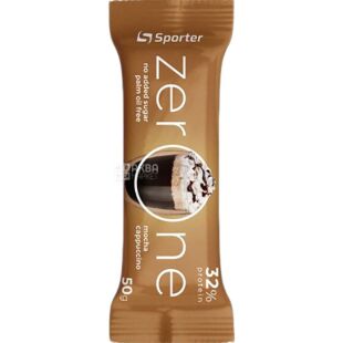 Sporter Zero One Mocha Cappiccino, 50 г, Спортер, Батончик протеиновый, Мокка капучино, без сахара