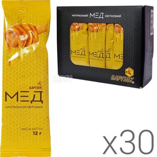Бартник, Упаковка 30 шт. х 12 г, Мед натуральний квітковий, в стіках