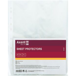 Axent Delta, 100 шт., Акцент Дельта, Файлы А4 глянцевые, прочные, 50 мкм