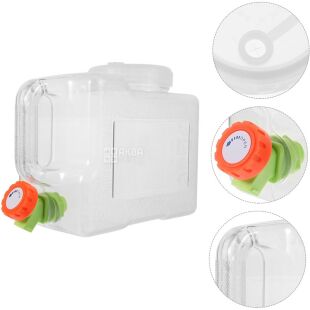 Бутель Каністра з краном 8 л полікарбонатний з ручкою, ViO PC-T8l