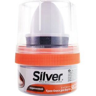 Silver, 50 мл, Сильвер, Крем-блеск для обуви, коричневый