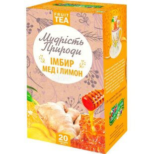  Мудрість Природи, Імбир, мед і лимон, 20 пак.х 1,5 г, Чай імбирно-медовий з ягодами
