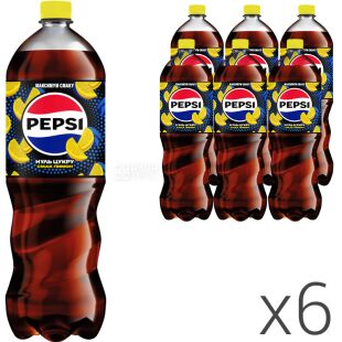 Pepsi-Сola, Упаковка 6 шт. х 1,75 л, Напій газований Пепсі Лимон, без цукру, ПЕТ