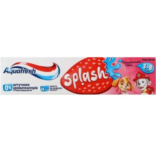 Aquafresh Splash, 50 мл, Зубна паста для дітей зі смаком полуниці та м'яти, 3-8 років