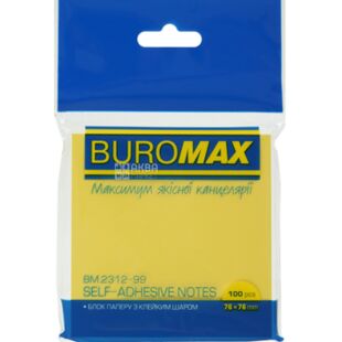 Buromax, 100 листов, Буромакс, Бумага для заметок, ассорти, с клеевым слоем, 76х76 мм
