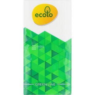 Ecolo, 9 шт., Платочки бумажные Эколо, двухслойные, белые, в ассортименте