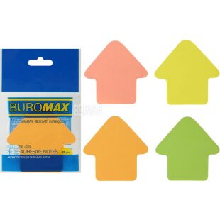Buromax, 50 листов, Буромакс, Бумага для заметок, Стрелка, ассорти, с клейким слоем, 73х73 мм