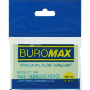 Buromax, 100 листов, Буромакс, Бумага для заметок, с клейким слоем, ассорти, 51х76 мм