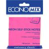 Economix, 100 листов, Экономикс, Бумага для записей Неон, малиновая, с клейким слоем, 75х75 мм