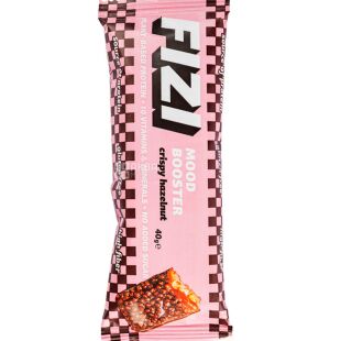 Fizi Crispy Hazelnut, 40 г, Фізі, Веганський батончик Фундук з карамеллю в шоколадній глазурі, низькокалорійний