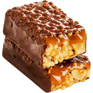 Fizi Crispy Hazelnut, 40 г, Фізі, Веганський батончик Фундук з карамеллю в шоколадній глазурі, низькокалорійний