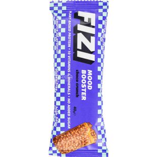 Fizi Choco Crunch, 40 г, Фізі, Веганський батончик шоколадний з карамеллю, низькокалорійний