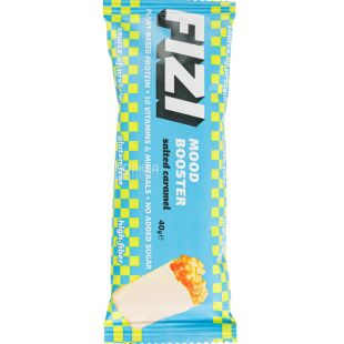 Fizi Salted Caramel, 40 г, Фізі, Веганський батончик із солоною карамеллю та білою глазур'ю, низькокалорійний