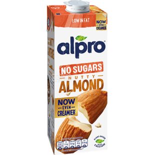 Alpro Nutty Almond No Sugars, 1 л, Алпро, Миндальное молоко без сахара и лактозы, витаминизированное