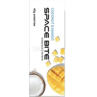 Space Bite Coconut-Mango, 45 г, Спейс Біт, Батончик протеїновий Кокос-Манго, без цукру