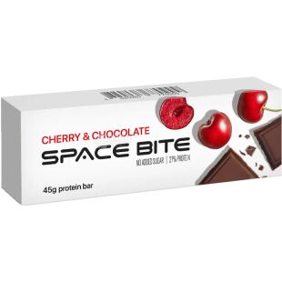 Space Bite Cherry-Chocolate, 45 г, Спейс Бит, Батончик протеиновый Вишня-Шоколад, без сахара