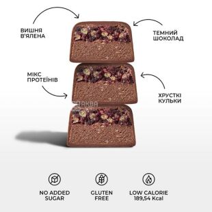 Space Bite Cherry-Chocolate, 45 г, Спейс Біт, Батончик протеїновий Вишня-Шоколад, без цукру