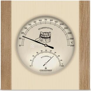 Склоприлад, Термогігрометр для сауни, дерев'яний, 135х135 мм