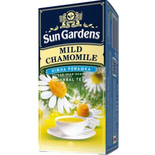 Sun Gardens Mild Chamomile, 25 шт. х 1,5 г, Сан Гарденс Ніжна ромашка, Чай трав'яний з корицею, яблуком та лемонграсом