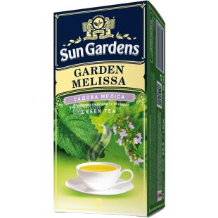 Sun Gardens Garden Melissa, 25 шт. х 1,5 г, Сан Гарденс Садова меліса, Чай зелений з квітами та травами
