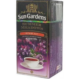 Sun Gardens Summer Meadows, 25 шт. х 1,7 г, Сан Гарденс Літній Луг, Чай чорний з квітами та травами