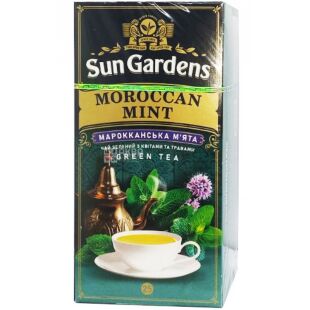 Sun Gardens Moroccan Mint, 25 шт. х 1,5 г, Сан Гарденс Марокканська М'ята, Чай зелений з квітами та травами