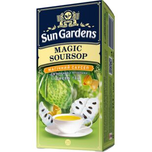 Sun Gardens Magic Soursop, 25 шт. х 1,5 г, Сан Гарденс Магічний Саусеп, Чай зелений з фруктами