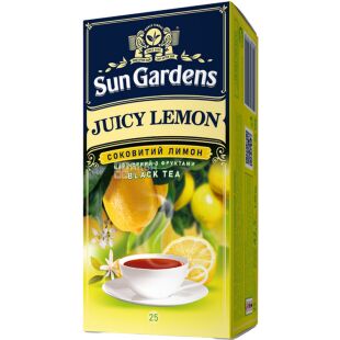 Sun Gardens Juicy Lemon, 25 шт. х 1,7 г, Сан Гарденс Сочный Лимон, Чай черный с фруктовым вкусом