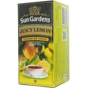 Sun Gardens Juicy Lemon, 25 шт. х 1,7 г, Сан Гарденс Соковитий Лимон, Чай чорний з фруктовим смаком