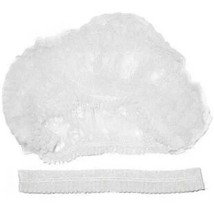 Одноразова шапочка із спанбонду, 1 гумка, біла, 100 шт.