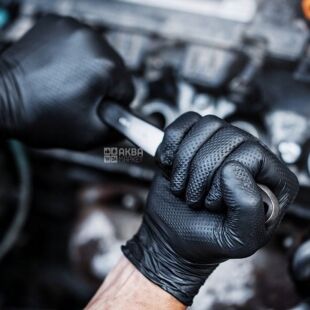 Mercator GoGrip PRO, 50 шт., Розмір XXL, Меркатор, Рукавички нітрилові текстурні, нестерильні, неопудрені, чорні