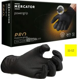 Mercator GoGrip PRO, 50 шт., Розмір XXL, Меркатор, Рукавички нітрилові текстурні, нестерильні, неопудрені, чорні