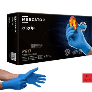 Mercator Medical Gogrip Long, 50 шт., Розмір XL, Меркатор, Рукавички подовжені нітрилові, нестерильні, неопудрені, блакитні