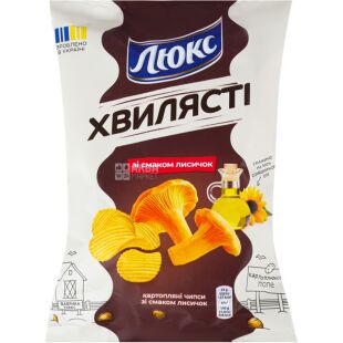 Люкс, 125 г, Чипси картопляні, хвилясті, зі смаком лисичок