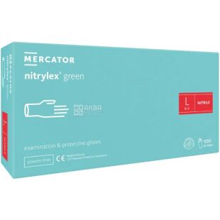 Mercator Nitrylex, 100 шт., Размер L, Меркатор, Перчатки нитриловые неопудренные, мятные
