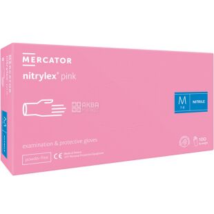 Mercator Nitrylex Pink, 100 шт., Розмір М, Меркатор, Рукавички нітрилові, неопудрені, рожеві