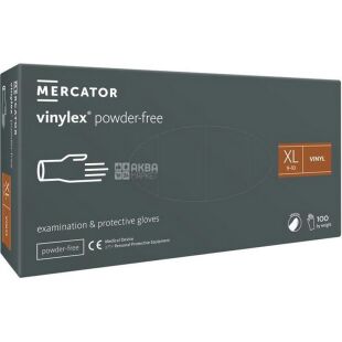 Mercator Vinylex, 100 шт., Розмір XL, Меркатор, Рукавички вінілові, неопудрені, прозорі