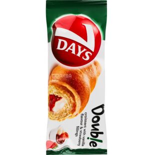 7Days Double, 60 г, Севен Дейс, Круасан з полунично-ванільним кремом