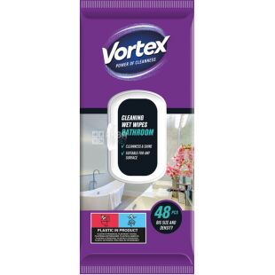 Vortex Bathroom, 48 шт., Вортекс, Салфетки влажные для ванной комнаты, с клапаном