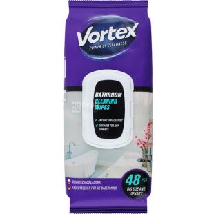 Vortex Bathroom, 48 шт., Вортекс, Серветки вологі для ванної кімнати, з клапаном